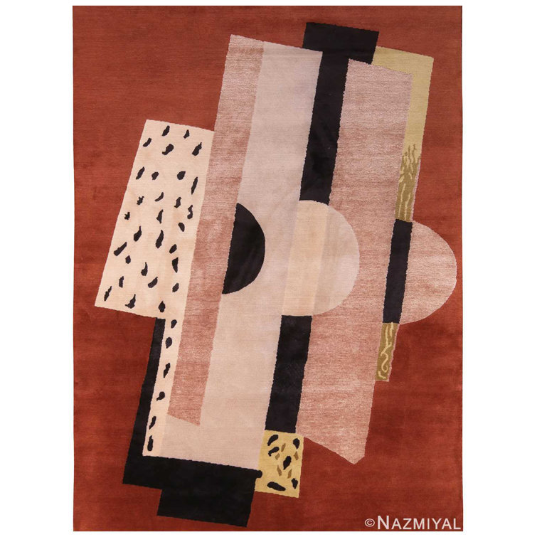 Nazmiyal Collection Geometric Brown Background Mid Century Modern Rug